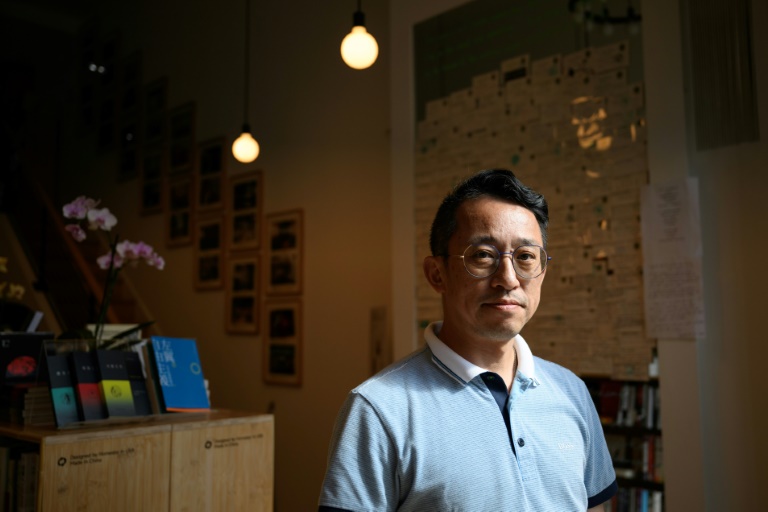 Yu Miao, owner of JF Books, said his original store, Jifeng Bookstore, closed in China in early 2018 (Drew ANGERER)