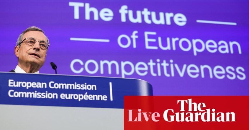 Mario Draghi calls for ‘new industrial strategy for Europe’ and €800bn investment boost – business live | Business