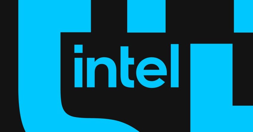 A blue and black illustration of the Intel logo